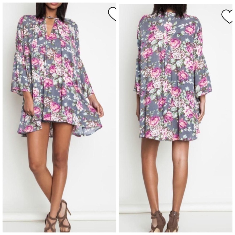 Umgee Grey Floral Dress/Tunic